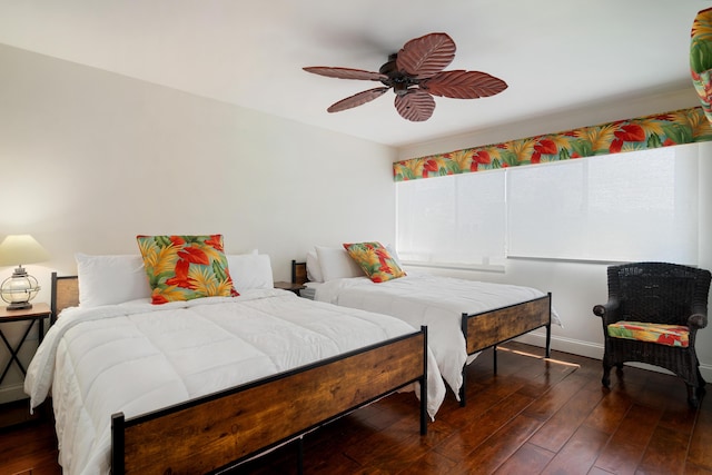 95 Coco Plum Dr Unit 1A, Marathon, FL 33050 - bedroom with wood-type flooring and ceiling fan