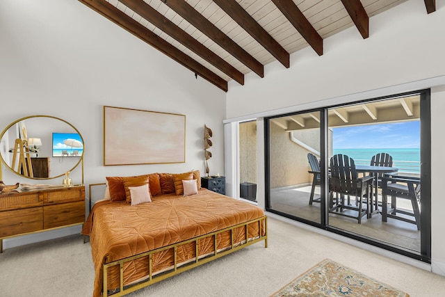 1133 W Ocean Dr Unit 4, Marathon, FL 33050 - carpeted bedroom with wood ceiling, access to exterior, and a water view