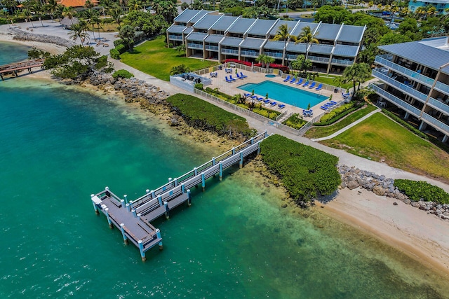 1133 W Ocean Dr Unit 4, Marathon, FL 33050 - aerial view of a nearby body of water and a pool area