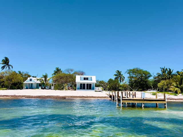 view of dock featuring a water view