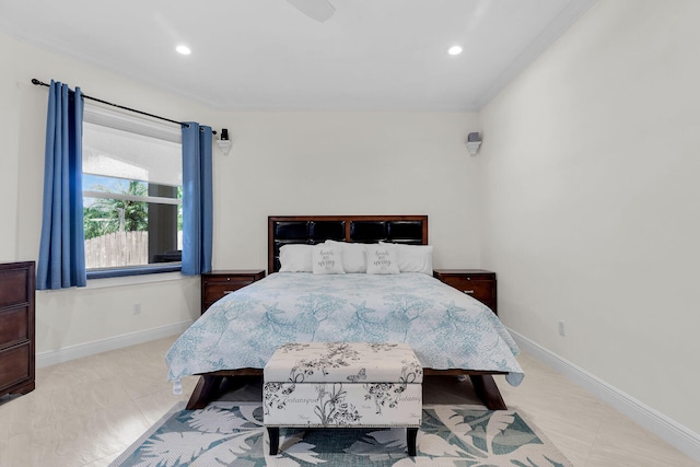 bedroom featuring baseboards and recessed lighting