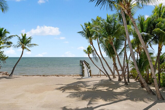 view of water feature with a view of the beach