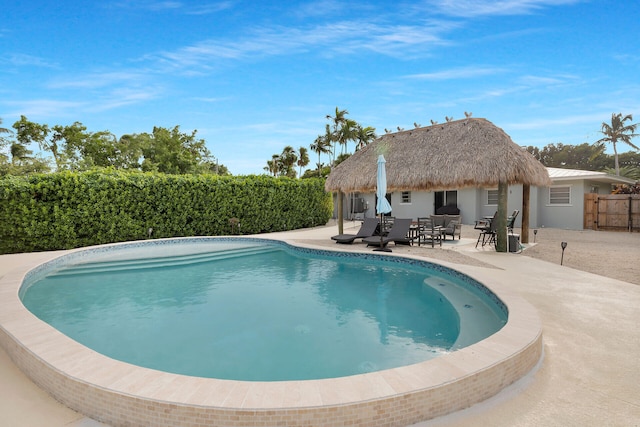 view of swimming pool featuring a patio