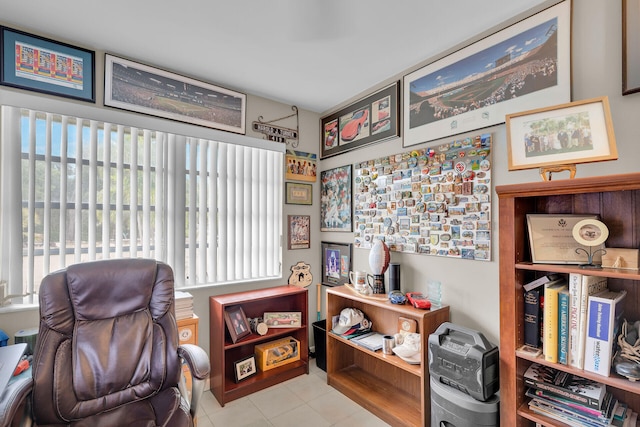 view of tiled home office