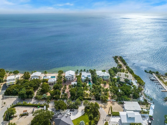 birds eye view of property featuring a water view and a residential view