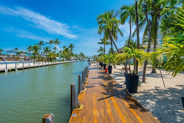 dock area featuring a water view