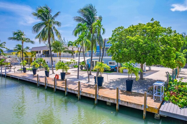 dock area with a water view