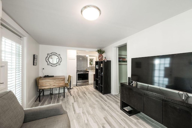 living room with light wood-type flooring