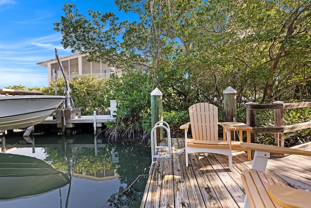 dock area featuring a water view