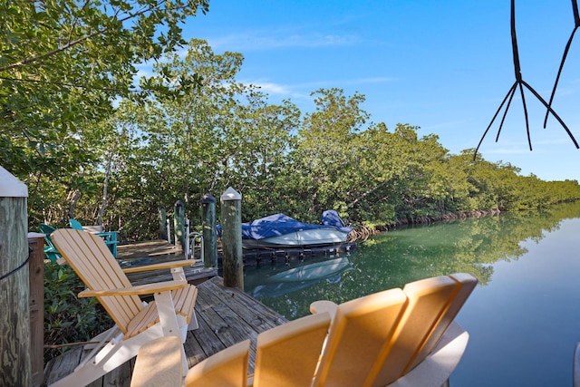 view of dock featuring a water view