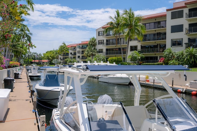 view of dock featuring a water view