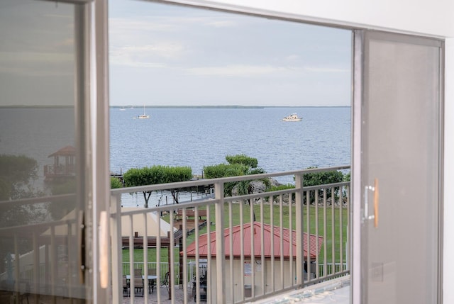 balcony with a water view