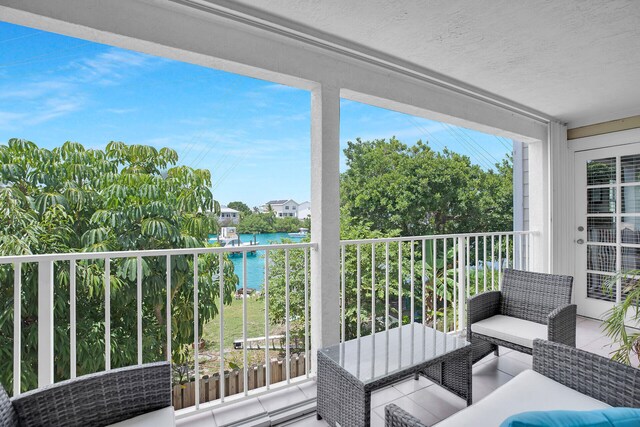 balcony with a water view