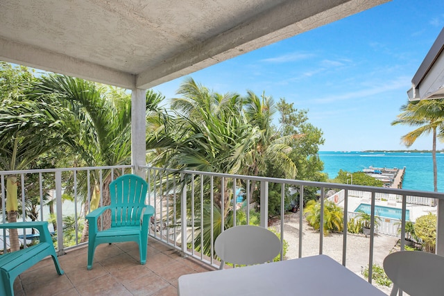 balcony with a water view