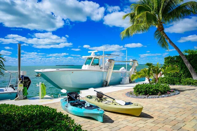 view of dock featuring a water view