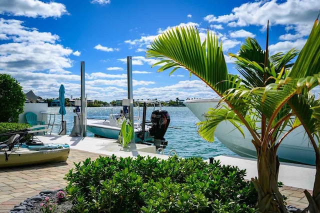 dock area featuring a water view