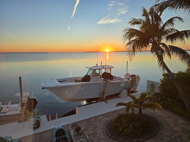 dock area featuring a water view