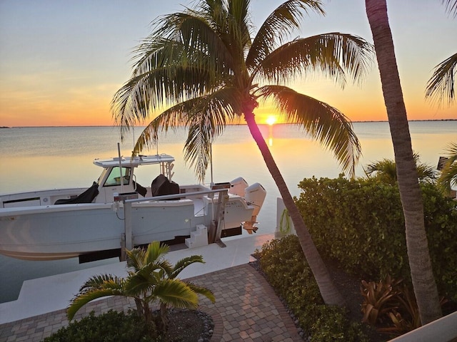 property view of water featuring a dock