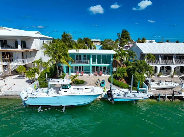 view of dock featuring a water view