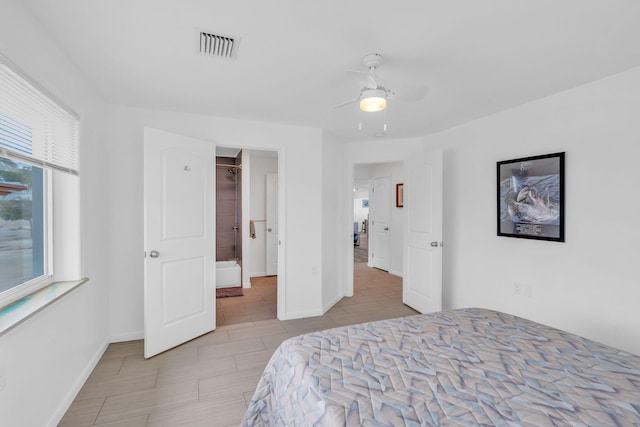 bedroom featuring ceiling fan