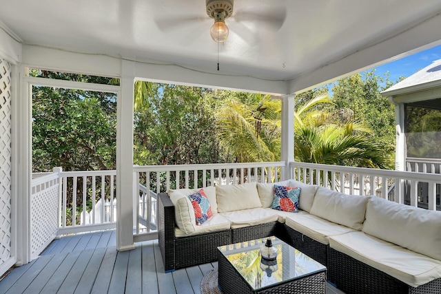 deck with an outdoor living space