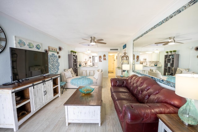 201 E Ocean Dr Unit 3-311, Key Colony, FL 33051 - living room with ceiling fan, light wood-type flooring, and ornamental molding