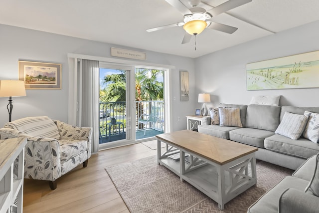 1101 W Ocean Dr Unit 29, Key Colony, FL 33051 - living room with ceiling fan and light wood-type flooring