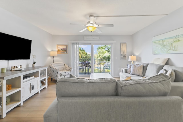 1101 W Ocean Dr Unit 29, Key Colony, FL 33051 - living room featuring light wood-style floors and a ceiling fan