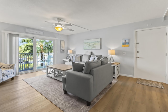 1101 W Ocean Dr Unit 29, Key Colony, FL 33051 - living room with ceiling fan and wood finished floors