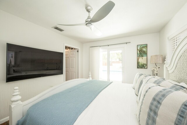 1205 11th St, Key West, FL 33040 - bedroom with access to outside, a ceiling fan, and visible vents
