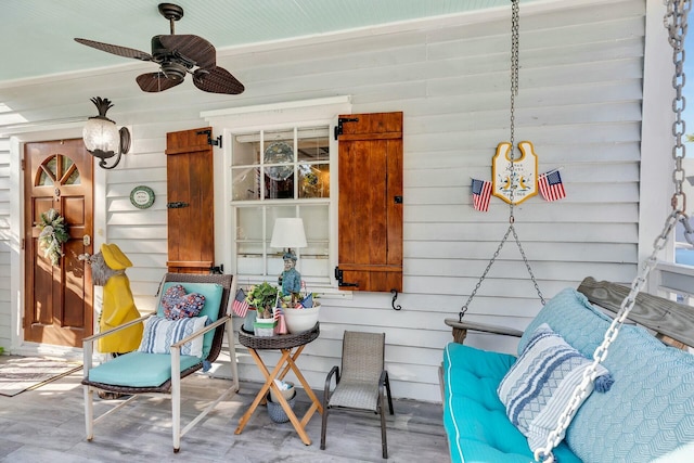 view of patio / terrace with a ceiling fan