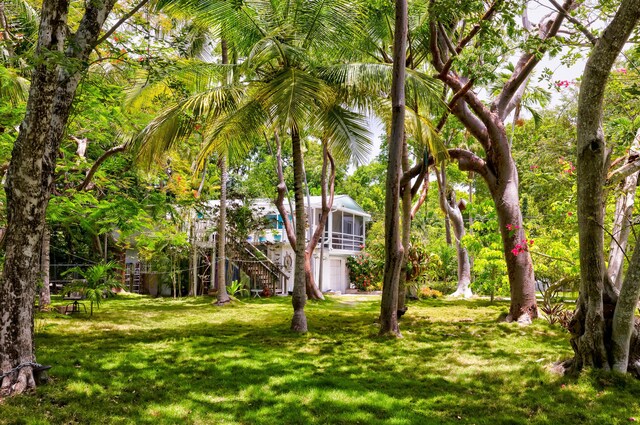 view of yard featuring a sunroom