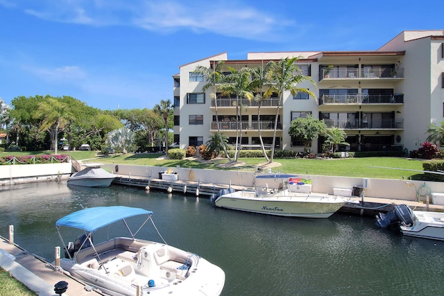 dock area with a water view