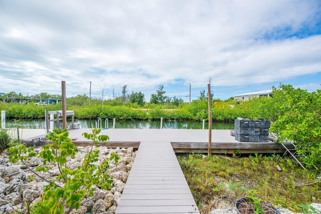 dock area featuring a water view