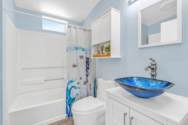 29012 Bigonia Dr, Big Pine, FL 33043 - bathroom featuring toilet, shower / bath combo with shower curtain, and vanity