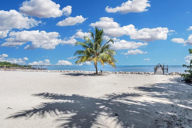 property view of water with a beach view