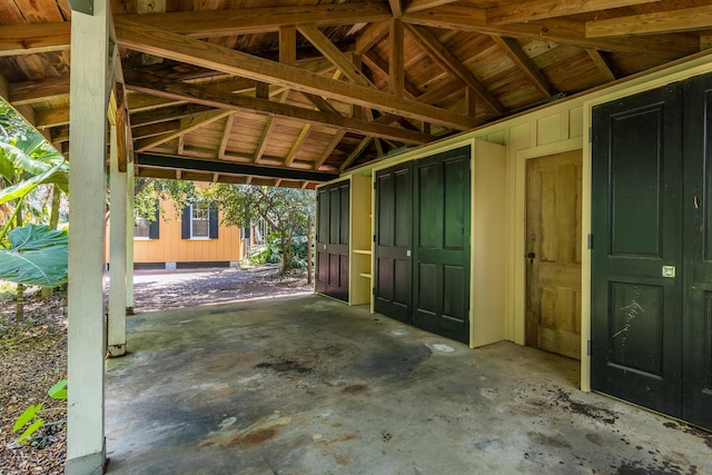 view of patio featuring an outdoor structure