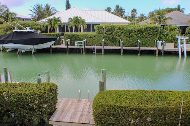 view of dock featuring a water view