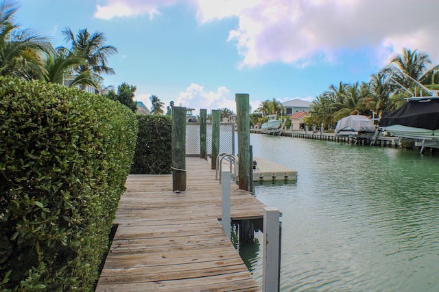 dock area featuring a water view