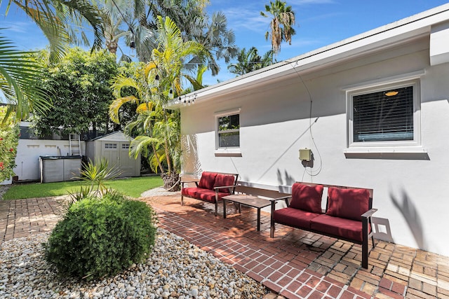 1412 Johnson St, Key West, FL 33040 - view of patio featuring a shed and an outdoor hangout area