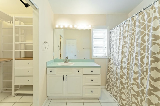 bathroom featuring vanity and tile patterned floors