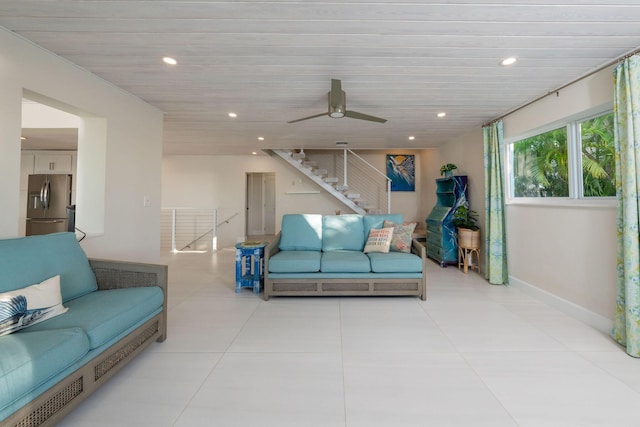 view of tiled living room