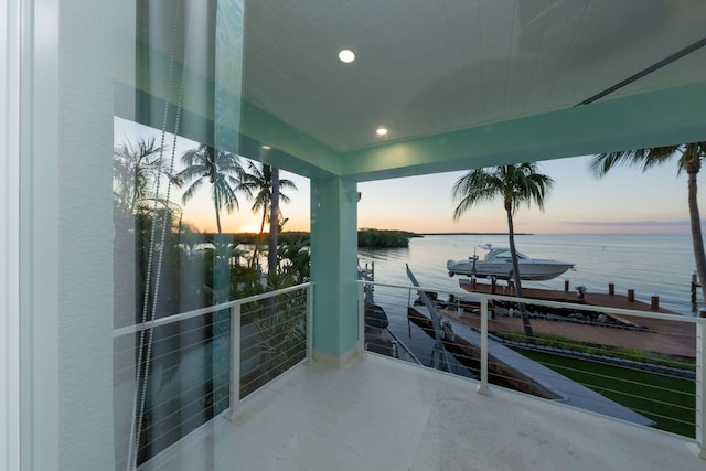 exterior space featuring a water view