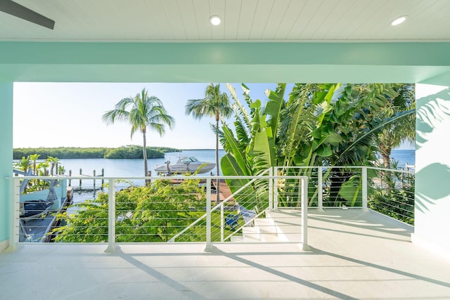 balcony with a water view