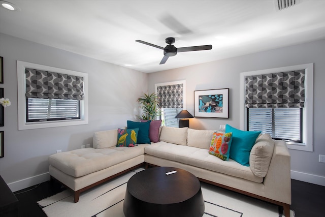 22 Floral Ave, Key Haven, FL 33040 - living room with ceiling fan and a healthy amount of sunlight