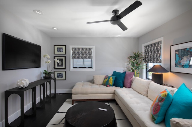 22 Floral Ave, Key Haven, FL 33040 - living room featuring ceiling fan and dark hardwood / wood-style flooring
