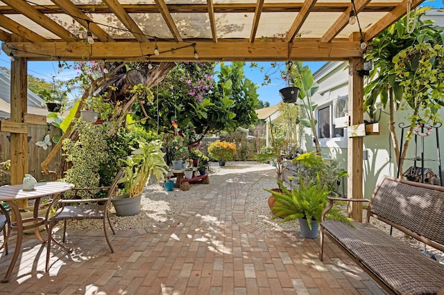 view of patio featuring fence