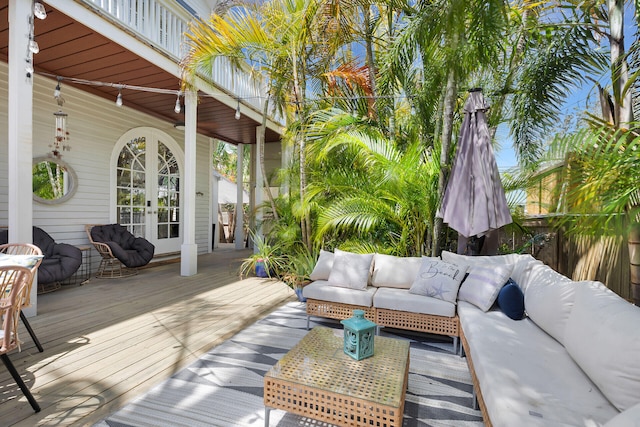 1001 United St Unit B, Key West, FL 33040 - wooden terrace with an outdoor hangout area and french doors
