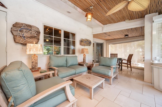 interior space with wooden ceiling