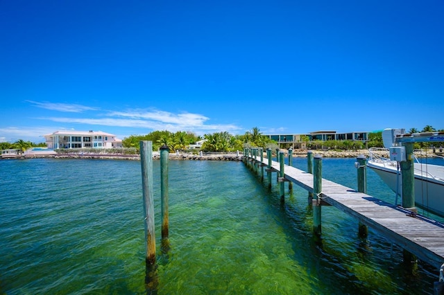 view of dock featuring a water view